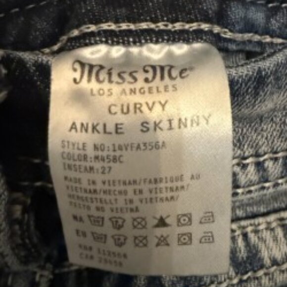 Like New MISS ME Curvy Ankle Skinny Jeans 32x27 - Picture 3 of 4